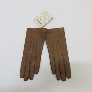 Vintage Saks Fifth Avenue Silk-lined Brown Pigskin Gloves
